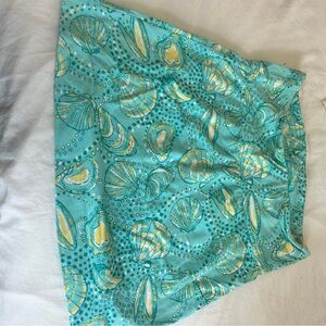 Aqua Seashell Print Skirt